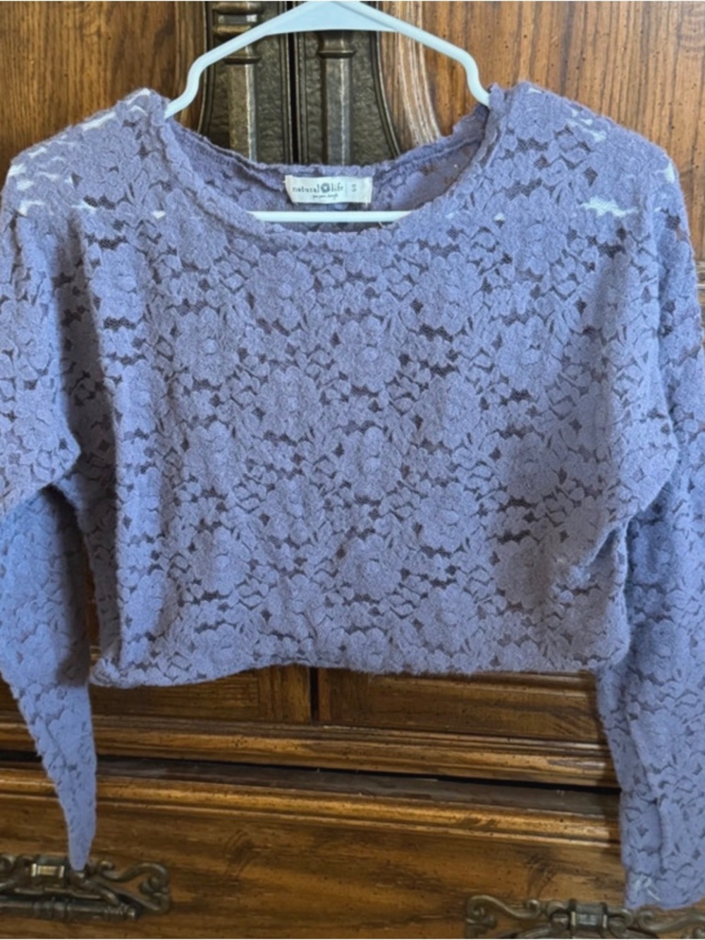 NATURAL LIFE Lavender Floral Lace Sweater